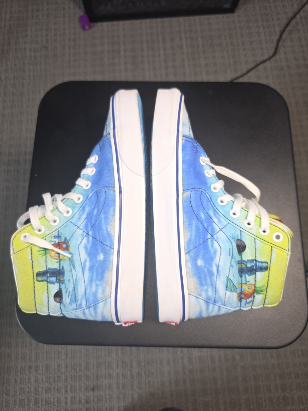SpongeBob Vans Blue and Yellow High-Top Canvas Sneakers with Surf Print
